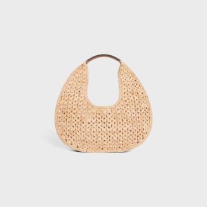 Celine classic panier HOBO BAG IN Raffia and Calfskin - Image 4