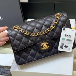 Ch@nel Flap Bag-(Black Inside)Caviar-23CM - Image 7