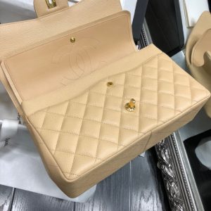 Ch@nel Flap Bag-Cavir Leather-Gold-30CM - Image 7