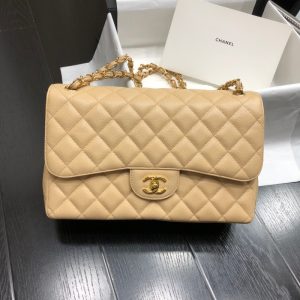 Ch@nel Flap Bag-Cavir Leather-Gold-30CM - Image 1