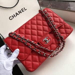 Ch@nel Flap Bag-Cavir Leather-Silver-30CM - Image 7