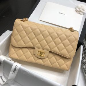 Ch@nel Flap Bag-Cavir Leather-Gold-30CM - Image 9