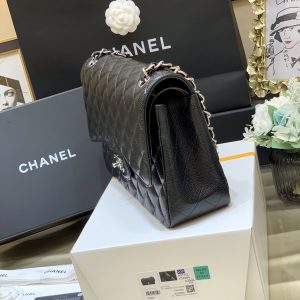 Ch@nel Flap Bag-Cavir Leather-Silver-30CM - Image 4