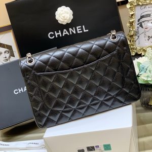 Ch@nel Flap Bag-Cavir Leather-Silver-30CM - Image 5