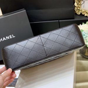 Ch@nel Flap Bag-Cavir Leather-Silver-30CM - Image 6