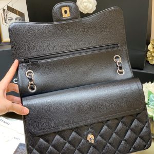 Ch@nel Flap Bag-Cavir Leather-Silver-30CM - Image 9