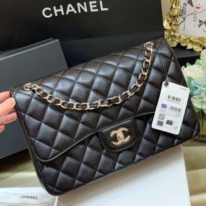 Ch@nel Flap Bag-Cavir Leather-Silver-30CM - Image 8