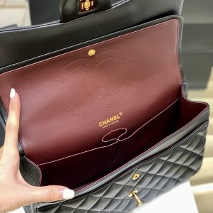 Ch@nel Flap Bag-Lambskin-Gold-30CM - Image 4