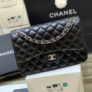 Ch@nel Flap Bag-Lambskin-Silver-30CM