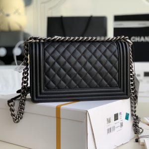 Ch@nel Boy Bag-Caviar-25CM - Image 5