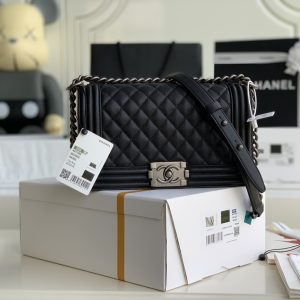 Ch@nel Boy Bag-Caviar-25CM