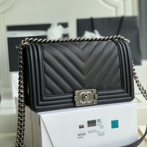 Ch@nel Boy Bag-Caviar-25CM - Image 5