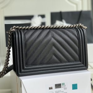 Ch@nel Boy Bag-Caviar-25CM - Image 8