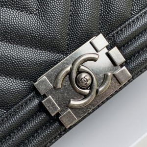 Ch@nel Boy Bag-Caviar-25CM - Image 9