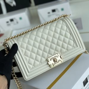 Ch@nel Boy Bag-Caviar-25CM - Image 9