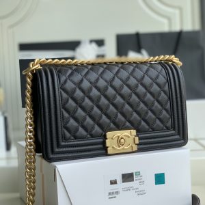 Ch@nel Boy Bag-Caviar-25CM - Image 5