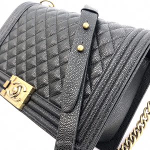 Ch@nel Boy Bag-Caviar-28CM - Image 6