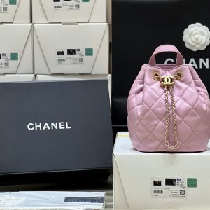 Ch@nel Drawstring Bucket Backpack -16.5*20*11.5CM
