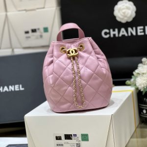 Ch@nel Drawstring Bucket Backpack -16.5*20*11.5CM - Image 3