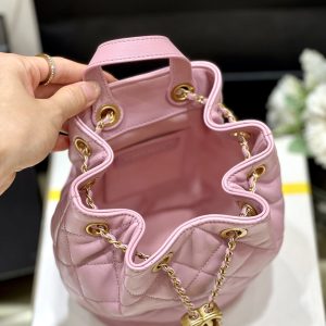 Ch@nel Drawstring Bucket Backpack -16.5*20*11.5CM - Image 4