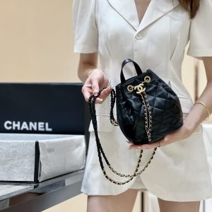 Ch@nel Drawstring Bucket Backpack -16.5*20*11.5CM - Image 11