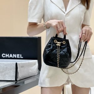 Ch@nel Drawstring Bucket Backpack -16.5*20*11.5CM - Image 12