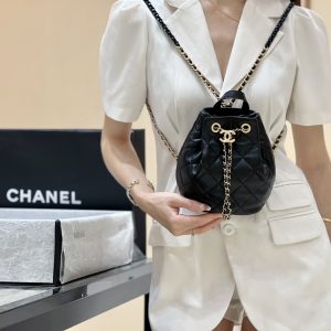 Ch@nel Drawstring Bucket Backpack -16.5*20*11.5CM - Image 13