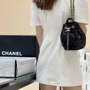 Ch@nel Drawstring Bucket Backpack -16.5*20*11.5CM - Image 14