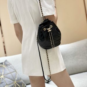 Ch@nel Drawstring Bucket Backpack -16.5*20*11.5CM - Image 15
