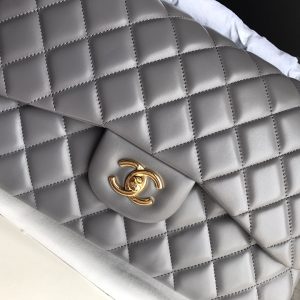 Ch@nel Flap Bag-Lambskin-Gold-30CM - Image 3