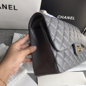 Ch@nel Flap Bag-Lambskin-Gold-30CM - Image 4