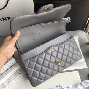 Ch@nel Flap Bag-Lambskin-Gold-30CM - Image 6