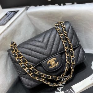 Ch@nel Flap Bag-Caviar-Gold Hardware-20CM - Image 1