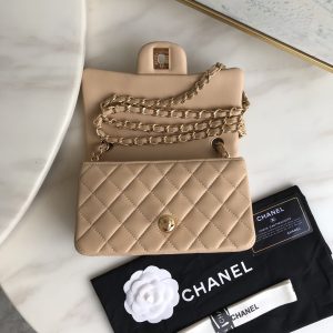 Ch@nel Flap Bag-Lambskin-Gold Hardware-20CM - Image 5