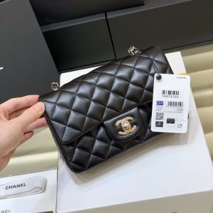 Ch@nel Flap Bag-Lambskin-Silver Hardware-20CM - Image 7