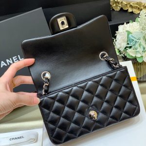 Ch@nel Flap Bag-Lambskin-Silver Hardware-20CM - Image 9
