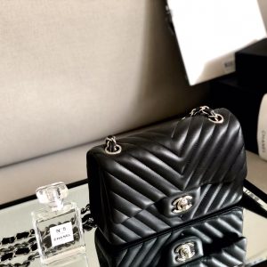 Ch@nel Flap Bag-Lambskin-Silver Hardware-20CM - Image 6