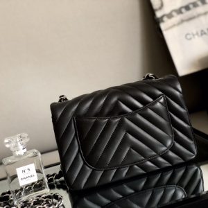 Ch@nel Flap Bag-Lambskin-Silver Hardware-20CM - Image 8