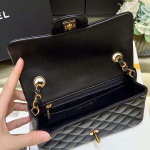 Ch@nel Flap Bag-Lambskin-Gold Hardware-20CM - Image 4