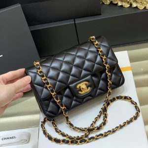Ch@nel Flap Bag-Lambskin-Gold Hardware-20CM - Image 6