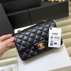 Ch@nel Flap Bag-Lambskin-Gold Hardware-20CM - Image 9