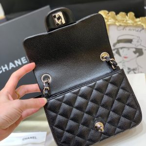 Ch@nel Flap Bag-Caviar-17CM - Image 7