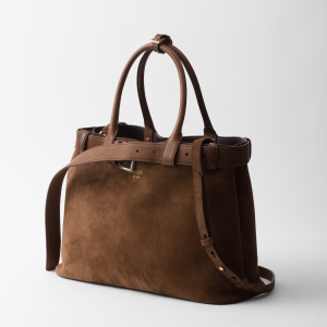 PRADA LARGE BUCKLE PRADA BUCKLE SUEDE BAG WITH BELT - Image 5