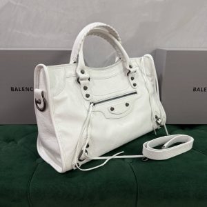 Balenciag Women’s Le City Bag in Optic White-38*24*14CM - Image 3