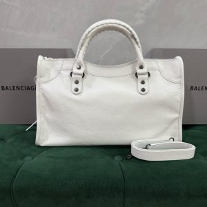 Balenciag Women’s Le City Bag in Optic White-38*24*14CM - Image 2