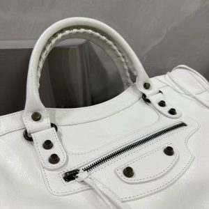 Balenciag Women’s Le City Bag in Optic White-38*24*14CM - Image 6