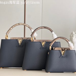 Louis Vuitton Capucines Handlebag(Navy Blue Color) - Image 5