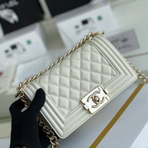 Ch@nel Boy Bag-Caviar-20CM - Image 9