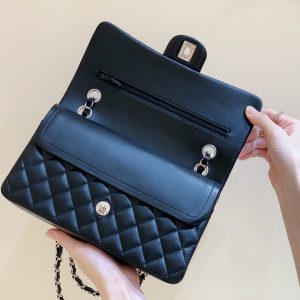 Ch@nel Flap Bag-Lambskin Leather-Silver Hardware-25CM - Image 2