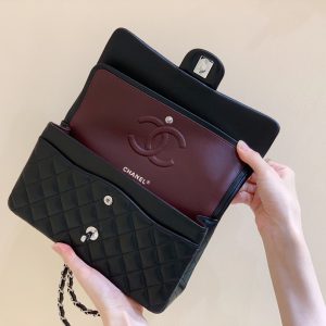 Ch@nel Flap Bag-Lambskin Leather-Silver Hardware-25CM - Image 4